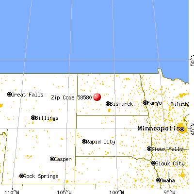 Zap, ND (58580) map from a distance