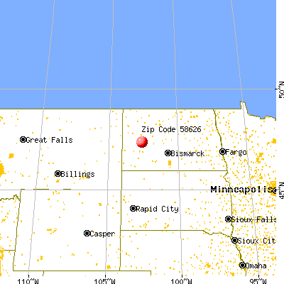 Dunn Center, ND (58626) map from a distance