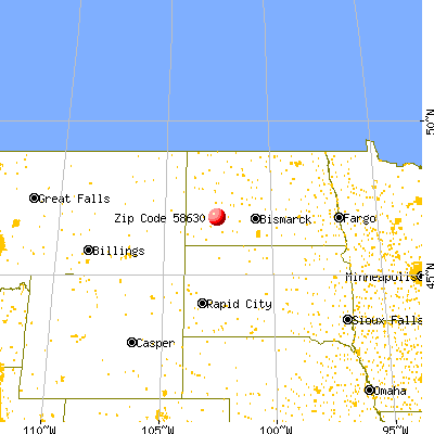 Gladstone, ND (58630) map from a distance