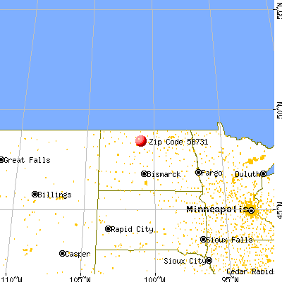 Deering, ND (58731) map from a distance