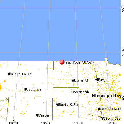 Lignite, ND (58752) map from a distance