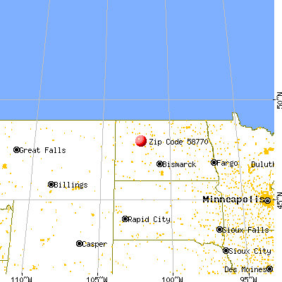 Parshall, ND (58770) map from a distance