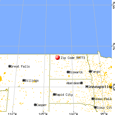 Powers Lake, ND (58773) map from a distance