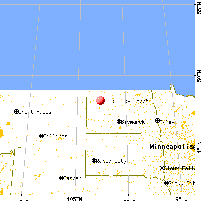 Ross, ND (58776) map from a distance
