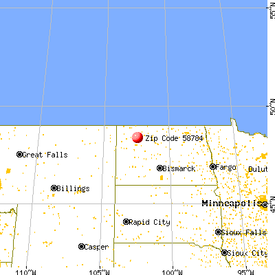 Stanley, ND (58784) map from a distance