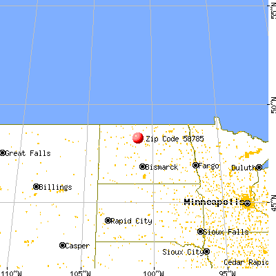 Surrey, ND (58785) map from a distance