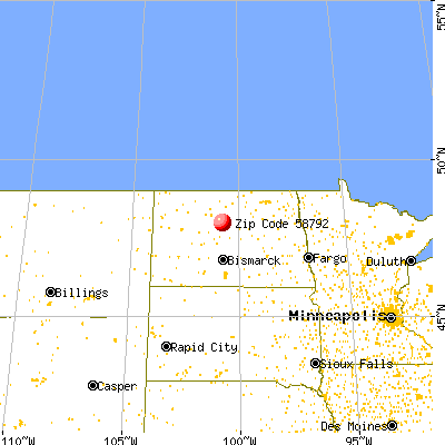 Bergen, ND (58792) map from a distance