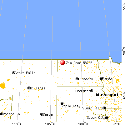 Wildrose, ND (58795) map from a distance