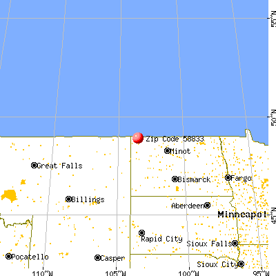 Ambrose, ND (58833) map from a distance