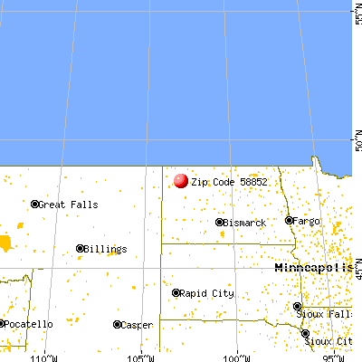 Tioga, ND (58852) map from a distance