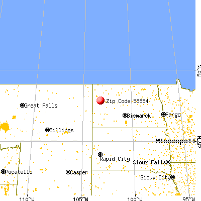 Watford City, ND (58854) map from a distance