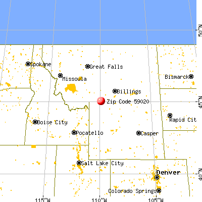 Cooke City, MT (59020) map from a distance