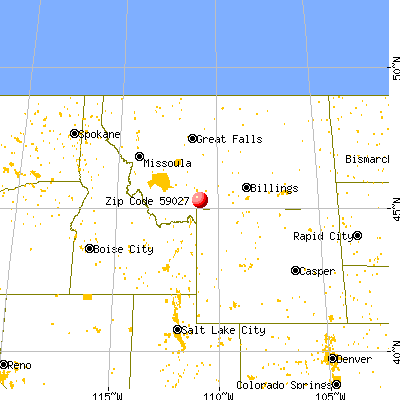 Emigrant, MT (59027) map from a distance