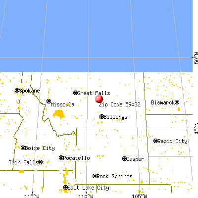 Grass Range, MT (59032) map from a distance