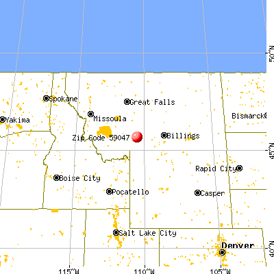 Pray, MT (59047) map from a distance