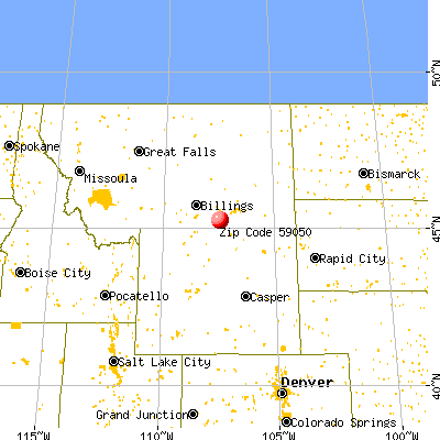 Lodge Grass, MT (59050) map from a distance