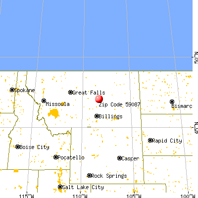 Winnett, MT (59087) map from a distance