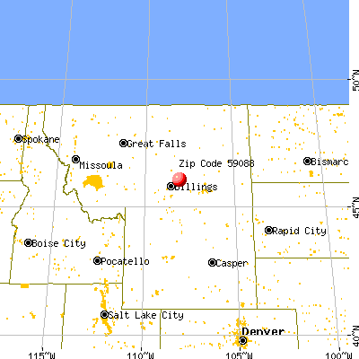 Worden, MT (59088) map from a distance