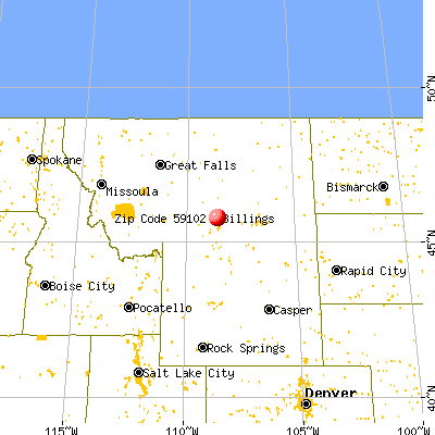 Billings, MT (59102) map from a distance