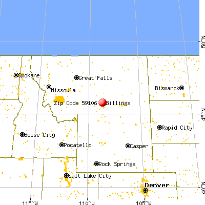 Billings, MT (59106) map from a distance