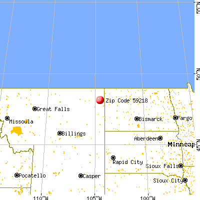 Culbertson, MT (59218) map from a distance