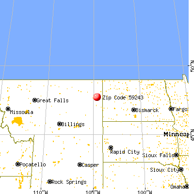 Fox Lake, MT (59243) map from a distance