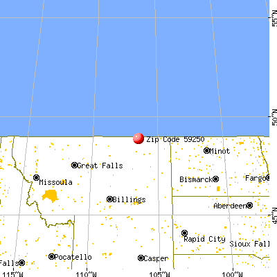 Opheim, MT (59250) map from a distance