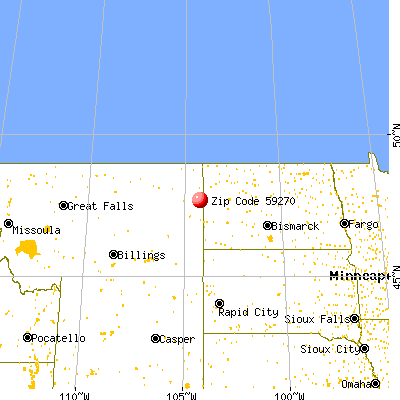 Sidney, MT (59270) map from a distance