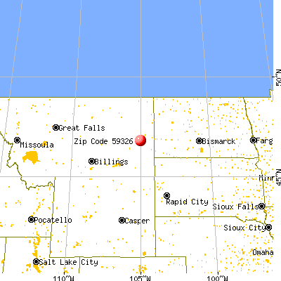 Fallon, MT (59326) map from a distance