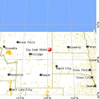 Plevna, MT (59344) map from a distance
