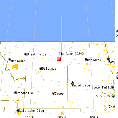 Fallon, MT (59349) map from a distance
