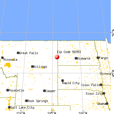 Wibaux, MT (59353) map from a distance