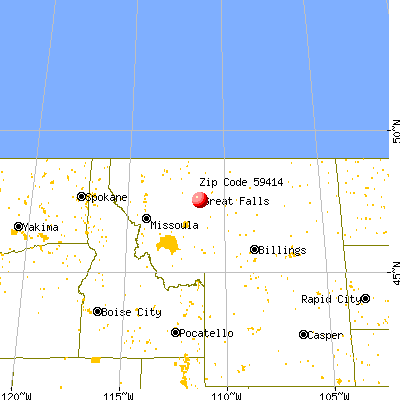 Black Eagle, MT (59414) map from a distance