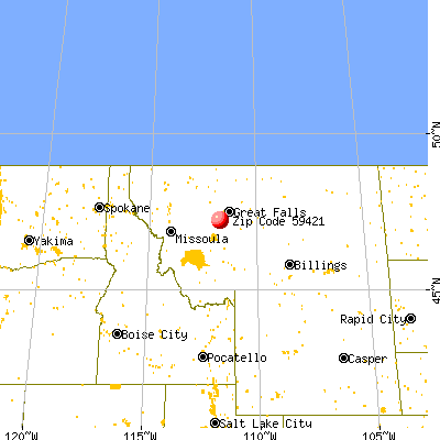 Cascade, MT (59421) map from a distance