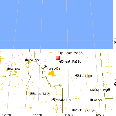 Dutton, MT (59433) map from a distance