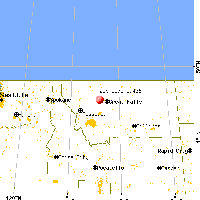 Fairfield, MT (59436) map from a distance