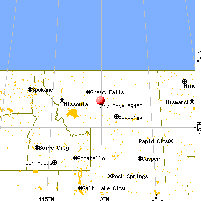 Hobson, MT (59452) map from a distance