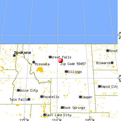 Lewistown, MT (59457) map from a distance