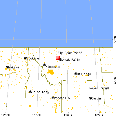 Power, MT (59468) map from a distance