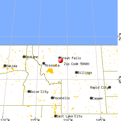 Stockett, MT (59480) map from a distance