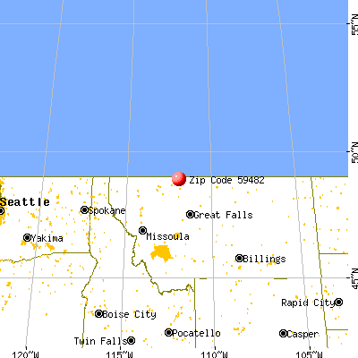 Sunburst, MT (59482) map from a distance