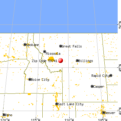 Gallatin River Ranch, MT (59741) map from a distance