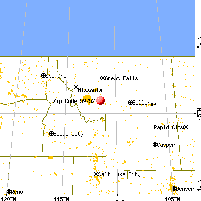 Wheatland, MT (59752) map from a distance