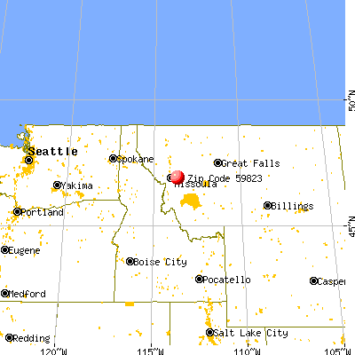 Bonner-West Riverside, MT (59823) map from a distance