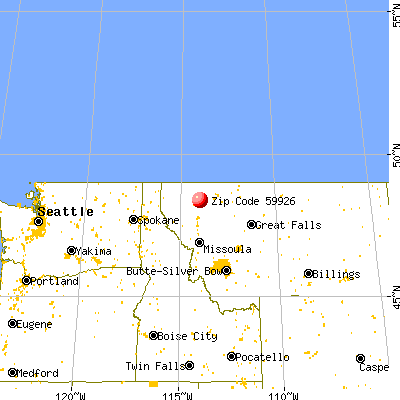 Martin City, MT (59926) map from a distance