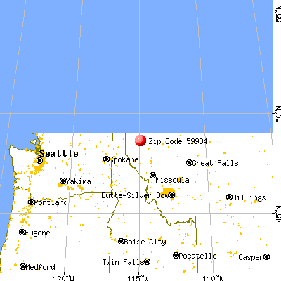 Trego, MT (59934) map from a distance