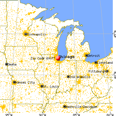 Skokie, IL (60077) map from a distance