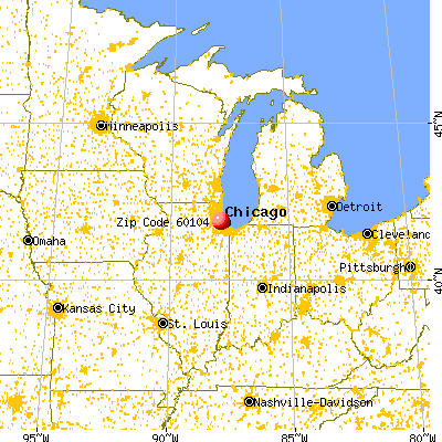 Bellwood, IL (60104) map from a distance