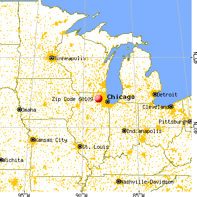 Burlington, IL (60109) map from a distance