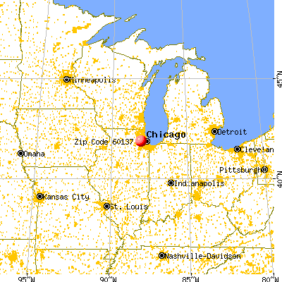 Glen Ellyn, IL (60137) map from a distance